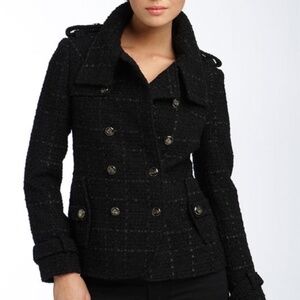 STEVE MADDEN Black Bouclé Tweed Miliary Jacket Coat XS